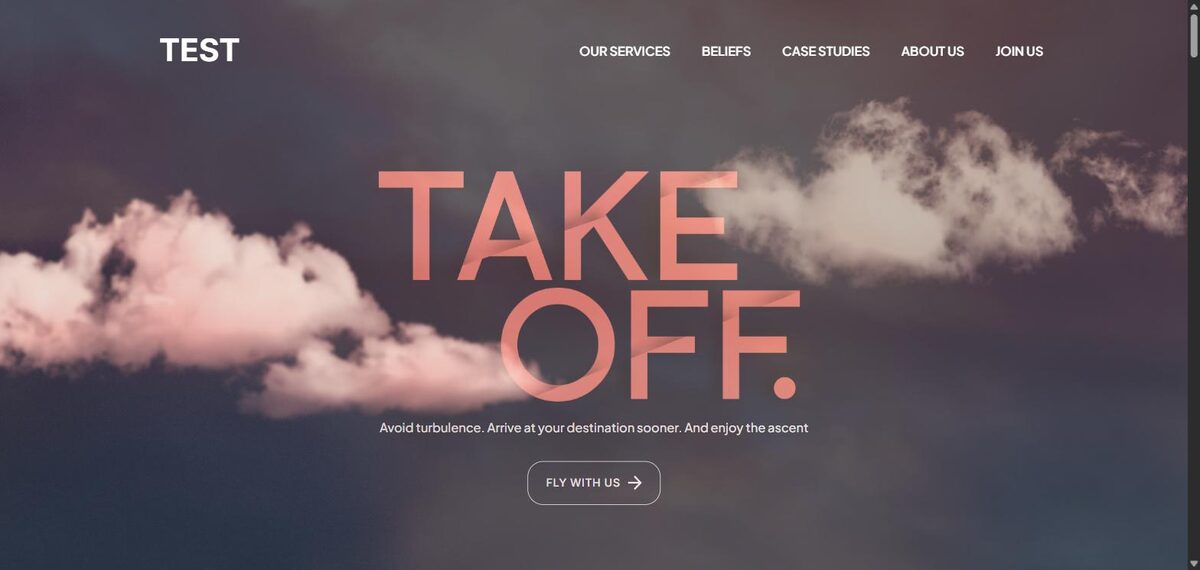 Captura de sitio web para agencia B2B con temática de aviación